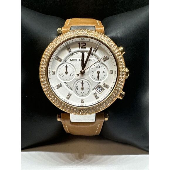 Michael Kors Parker MK5633 Women\'s Tan Leather Strap Analog Dial Watch JNA208 main image 11